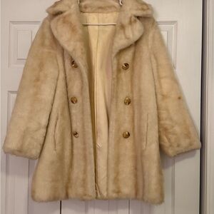 Elegant Cream Faux Fur Coat